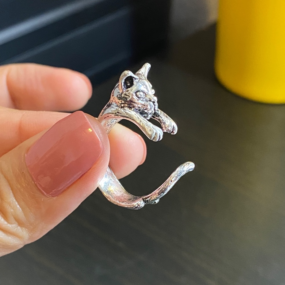 Silver Cat Open Ring,Silver Adjustable Ring,Silve… - image 5